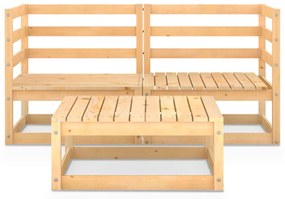 Set Divani da Giardino 3 pz in Legno Massello di Pino