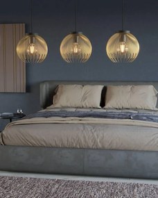 Lampadario Glamour Venezuela nero paralume oro 3x E27 Ø0cm EGLO