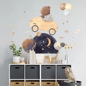 Adesivi murali - Orso in auto e stelle | Inspio