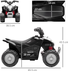 Quad Elettrico per Bambini 6V Honda TRX 250X Nero...