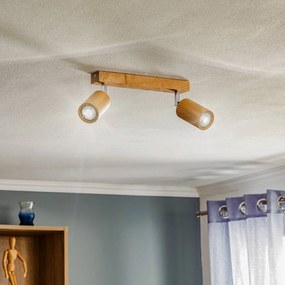 SOLLUX LIGHTING Faretto da soffitto Cre in legno, 2 luci