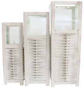 set di 3 lanterne in acciaio quadrate