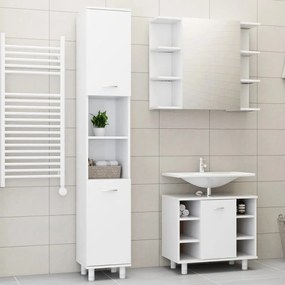 Set Mobili Da Bagno 3 Pz Bianco İn Truciolato /