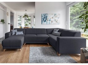 Divano angolare color antracite allungabile e con contenitore (penisola a destra/a U) Classy Sophie – Miuform