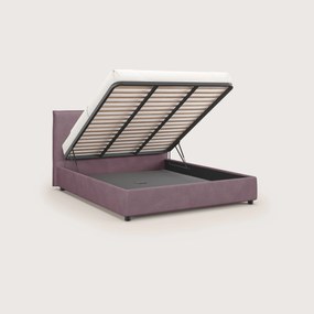Nina letto contenitore dal design minimal in microfibra effetto pelle smacchiabile rosa