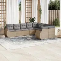 Set Divano da Giardino 9 pz con Cuscini Beige in Polyrattan 3254176