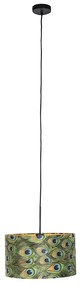 Lampada sospensione velluto pavone 35 cm - COMBI