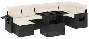 Set divani da giardino con cuscini 8 pz nero in polyrattan