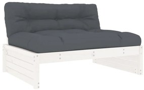 Set divani da giardino 4pz con cuscini in legno massello bianco