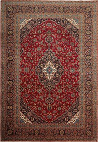 Kashan Tappeto 340x250 Rosso (Iran) Annodato A Mano
