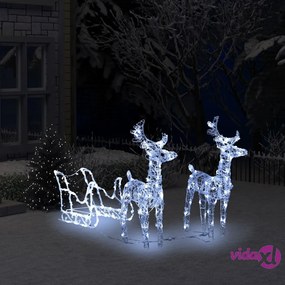 vidaXL Decorazione Natalizia Renne e Slitta 160 LED 130 cm in Acrilico
