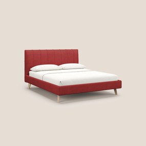 Selene letto imbottito con piedini naturali sfoderabile in tessuto impermeabile T02 rosso