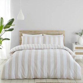 Biancheria da letto estesa bianca e beige per letto matrimoniale 230x220 cm Cove Stripe - Catherine Lansfield