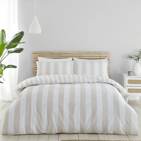 Biancheria da letto singola beige e bianca 135x200 cm Cove Stripe - Catherine Lansfield