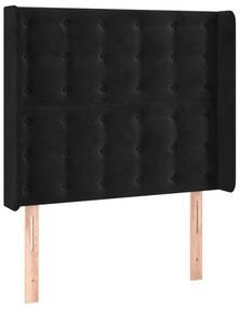 Testiera ad orecchio nera 83x16x118/128 cm in velluto