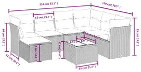 Set divano da giardino 8 pz con cuscini beige in polyrattan