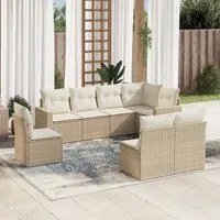 Set Divano da Giardino 8 pz con Cuscini Beige in Polyrattan 3251405