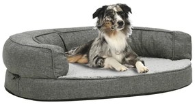 Materasso ergonomico per cani 75x53 cm pile effetto lino grigio