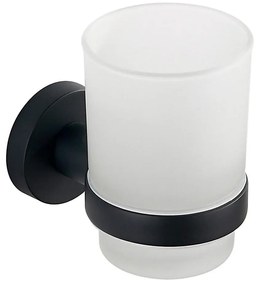 Aqualine - Portaspazzolino a parete SAMBA bianco latte vetro/opaco nero