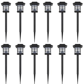 Luce Esterna Lampada Solare A Led 12 Pz Con Spuntone 8,6 X 8,6 X 38 Cm /