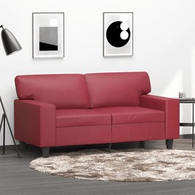 Divano A 2 Posti Rosso Vino 120 Cm İn Similpelle /