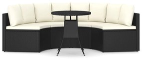 Set Divani da Giardino 5 pz con Cuscini in Polyrattan Nero