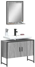 Set Mobili Da Bagno 2 Pz Grigio Sonoma İn Legno Multistrato /