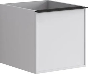 Cassettiera Pixel con 1 cassetto frontale Frame laccato opaco bianco e maniglia alluminio nero opaco L.40 H.40 P.45,5 cm.