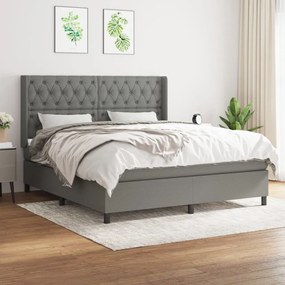 Giroletto A Molle Con Materasso Grigio Scuro 160x200 Cm Tessuto /