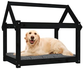 Cuccia per cani nera 81x60x70 cm in legno massello di pino