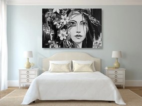 Stampa su tela – Pittura originale di una donna in bianco e nero
