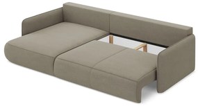 Divano angolare beige allungabile/con contenitore (con penisola a sinistra) Nanea – Makamii