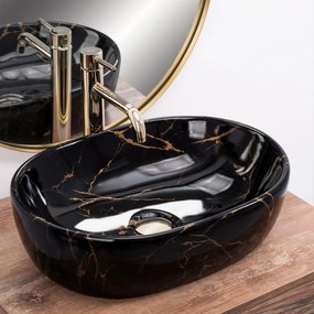 Lavabo da appoggio Rea Amelia Black Marble shiny