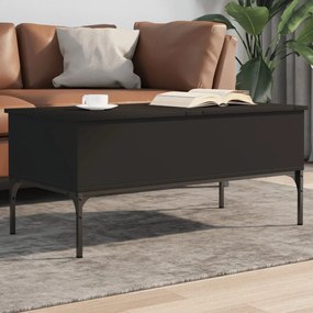 Tavolino Salotto Nero 100x50x45 Cm Legno Multistrato E Metallo /
