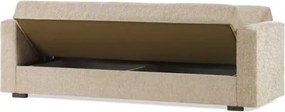 Divano Letto 3 Posti Contenitore 212x80x87 Tessuto Beige Nora Lumos
