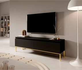 Mobile TV Da Terra 150 Cm 2 Ante Nero Piedini Oro Lume