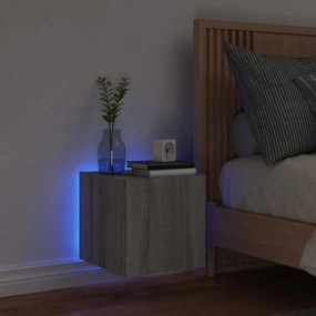 Mobile tv a parete con luci led grigio sonoma 30,5x35x30 cm