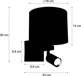 Applique da parete bianca con lampada da lettura e paralume grigio chiaro 18 cm - Brescia