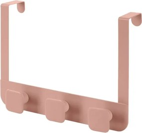 Gancio bagno triplo in acciaio e plastica rosa quadrato Fiore