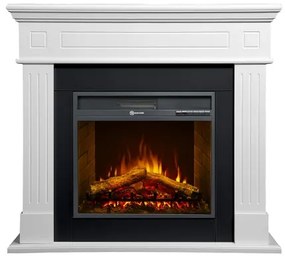 Camino elettrico da terra in legno Bianco CAMBRIDGE 110x25x95h cm