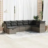 Set Divano da Giardino 8 pz con Cuscini Grigio in Polyrattan 3325336