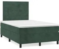 Letto a Molle con Materasso e LED Verde Scuro 120x190cm Vellutocod mxl 91823