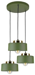 Lampadario a sospensione con cavo IGNIA 3xE27/60W/230V, verde
