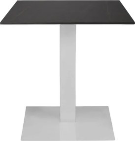 Tavolo bar pub ristorante 70x70 cm base bianca Top esterno effetto Marmo Nero H 75