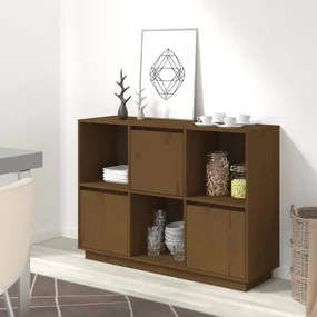 Credenza miele 110,5x35x80 cm in legno massello di pino
