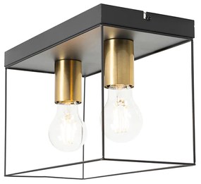 Plafoniera minimalista nera con oro 2 luci - Kodi