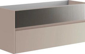Mobile da bagno sospeso sotto lavabo Niwa 2 cassetti L 119.5 x H 50 x P 45.5 cm sabbia e grigio laccato opaco cannettato