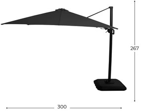 Ombrellone nero 300x300 cm Shadowflex Deluxe - Hartman