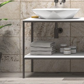 Kamalu - mobile bagno metallico 175 cm con due piani net-175