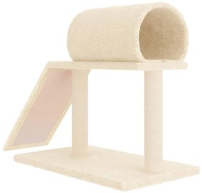 Pali tiragraffi per gatti con tunnel e scaletta crema 55,5 cm